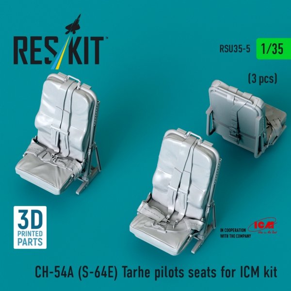 RESKIT RSU35-0005 CH-54A (S-64E) Tarhe pilots seats for ICM kit (3 pcs) (3D Printed) (1/35)