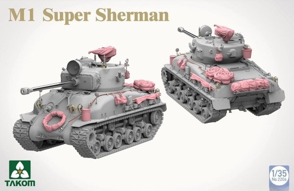 Takom 2195W M4A1(76w)HVSS + M1 Super Sherman + US Army Tank Crewman - Limited Edition Sherman² Box 1/35