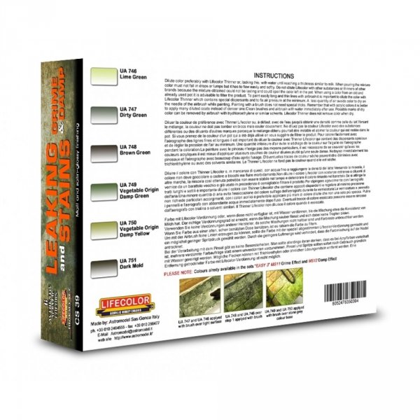 Lifecolor CS39 Acrylic paint set Damp and Grime 6x22ml