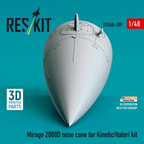 RESKIT RSU48-0289 Mirage 2000D nose cone for Kinetic/Italeri kit (3D Printed) (1/48)