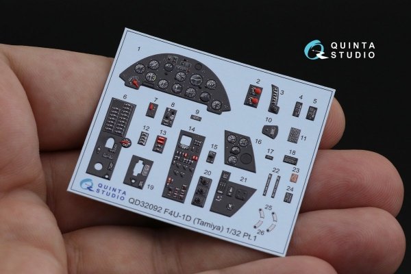 Quinta Studio QD32092 F4U-1D 3D-Printed &amp; coloured Interior on decal paper (Tamiya) 1/32