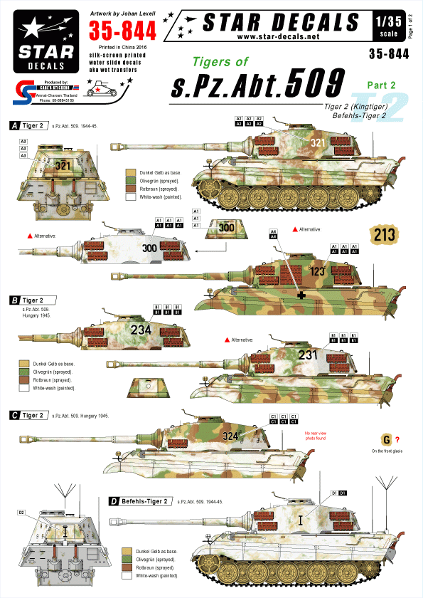 Star Decals 35-844 Tigers of s.Pz.Abt. 509 # 2 1/35