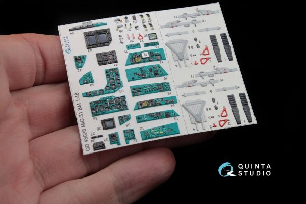 Quinta Studio QD48028 MiG-31BM 3D-Printed &amp; coloured Interior on decal paper (for AMK kit) 1/48