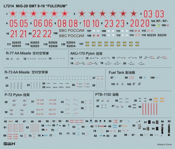 Great Wall Hobby L7214 (G.W.H) MiG-29 Fulcrum SMT 9-19 1/72