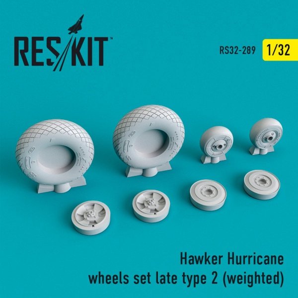 RESKIT RS32-0289 HAWKER HURRICANE WHEELS SET (LATE TYPE 2) (WEIGHTED) 1/32