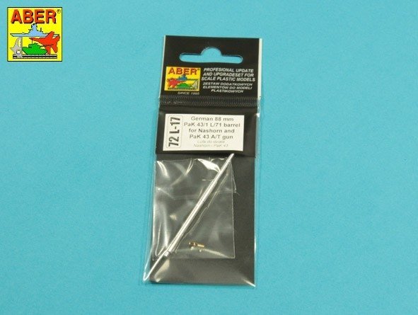 Aber 72L-17 Lufa 88mm PaK43/1 L/71 do działa Nashorn i PaK 43 / German 88mm PaK43/1 L/71 barrel for Nashorn and PaK43A/Tgun 1/72