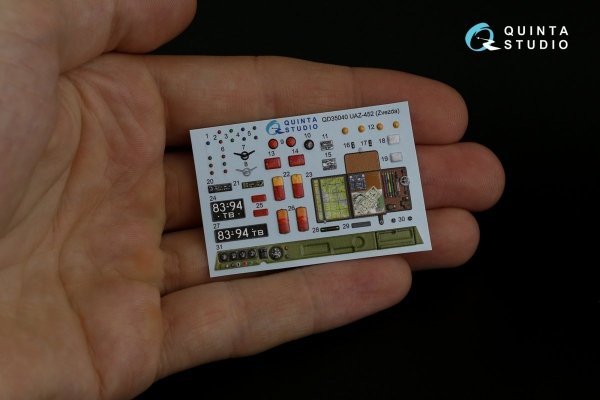 Quinta Studio QD35040 UAZ-452 3D-Printed &amp; coloured Interior on decal paper (Zvezda) 1/35