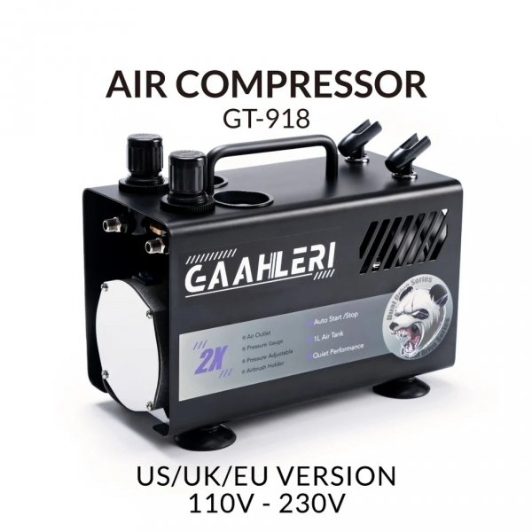 Gaahleri 42878 Dual Drive Series Airbrush Kit Compressor GT-918 (EU)