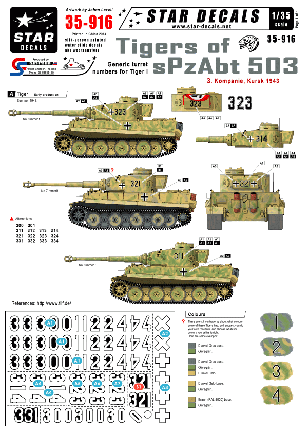 Star Decals 35-916 Tigers of sPzAbt 503 3 1/35