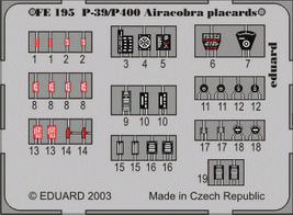 Eduard FE195 P-39/ P-400 placards 1/48