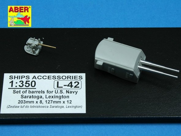 Aber 350L-42 Set of barrels 203mm x 8; 127mm x 12 for Japan Navy Saratoga, Lexington (1:350)