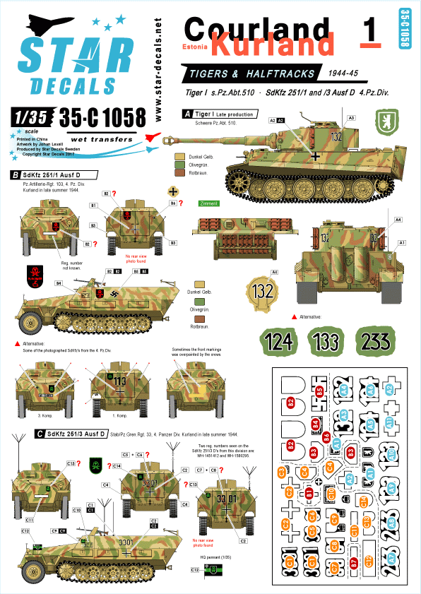 Star Decals 35-C1058 Courland / Kurland # 1 1/35