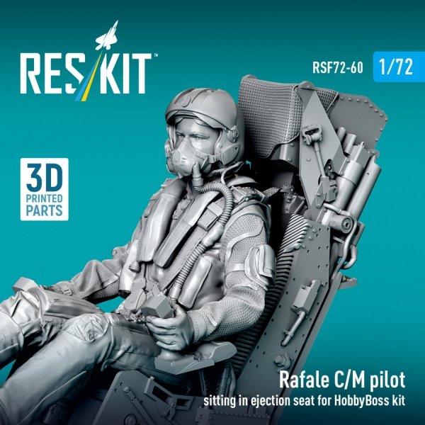 RESKIT RSF72-0060 Rafale C/M pilot sitting in ejection seat for HobbyBoss kit (1 pcs) (3D Printed) 1/72