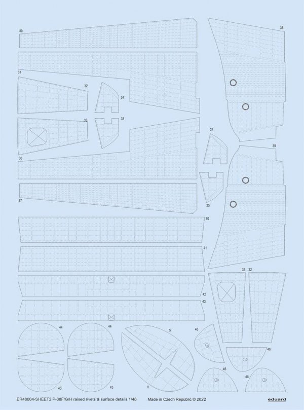 Eduard ER48004 P-38F/ G/H raised rivets &amp; surface details TAMIYA 1/48