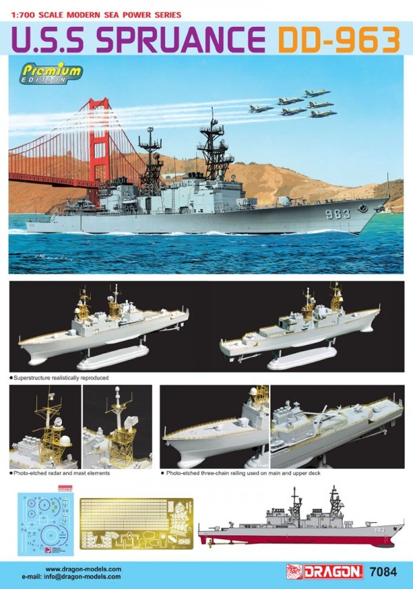 Dragon 7084 U.S.S Spruance DD-963 1/700