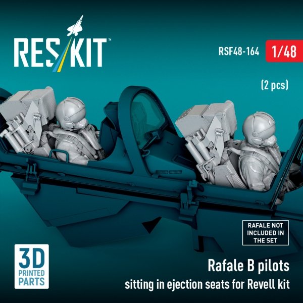 RESKIT RSF48-0164 Rafale B pilots sitting in ejection seats for Revell kit (2 pcs) (3D Printed) (1/48)