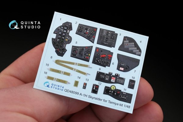 Quinta Studio QD48099 A-1H 3D-Printed &amp; coloured Interior on decal paper (for Tamiya kit) 1/48