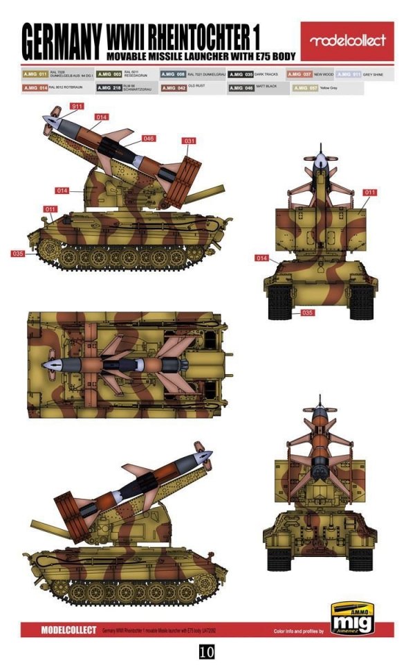 Modelcollect UA72092 Germany Rheintochter 1 movable Missile launcher with E75 body (1:72)