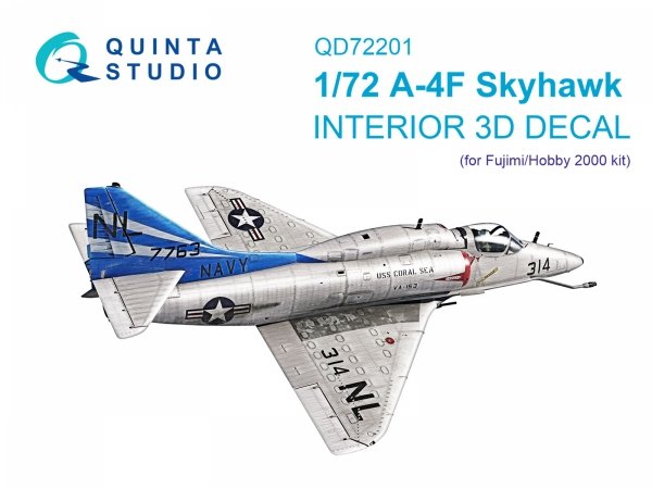 Quinta Studio QD72201 A-4F 3D-Printed &amp; coloured Interior on decal paper (Fujimi/Hobby 2000) 1/72