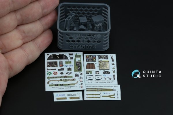 Quinta Studio QD+48554 Bristol Beaufighter Mk.VI 3D-Printed &amp; coloured Interior on decal paper (Tamiya) (with 3D-printed resin parts) 1/48