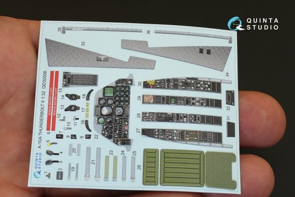 Quinta Studio QD32008 A-10A 3D-Printed &amp; coloured Interior on decal paper (for Trumpeter kit) 1/32