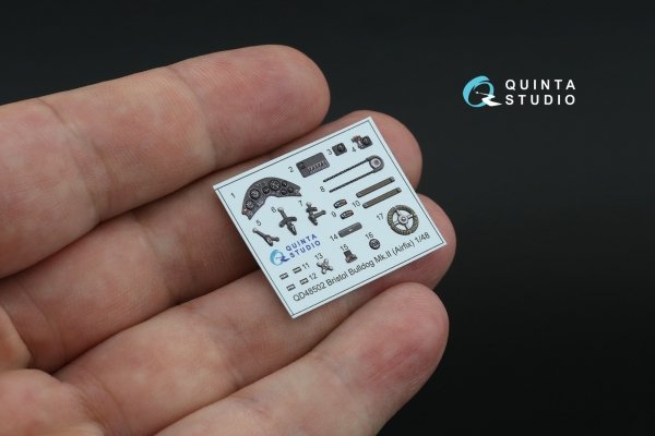 Quinta Studio QD48502 Bristol Bulldog Mk.II 3D-Printed coloured Interior on decal paper (Airfix) 1/48