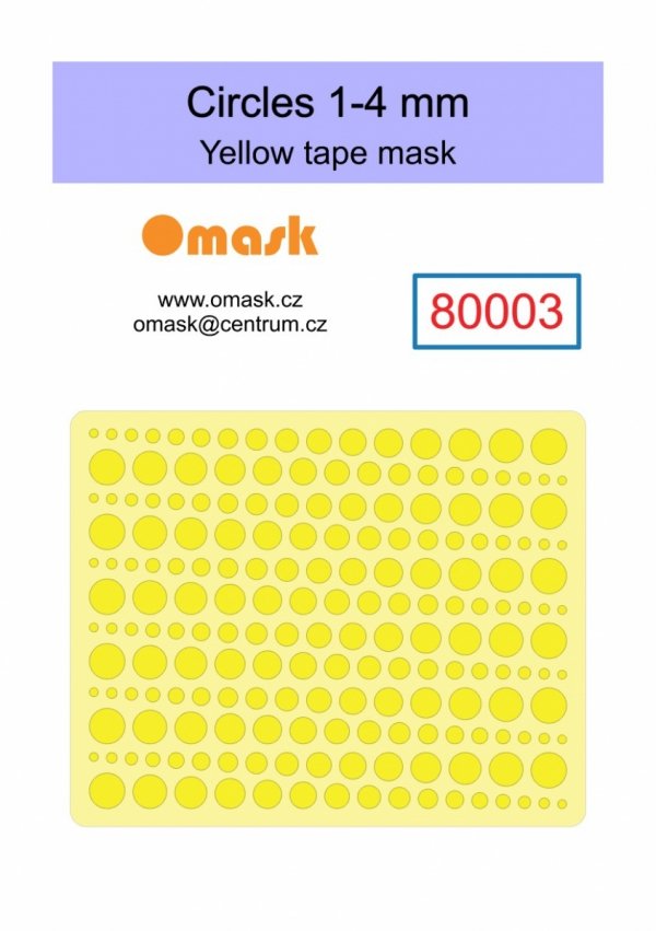 Omask 80003 Circles 1-4 mm (yellow masking tape)