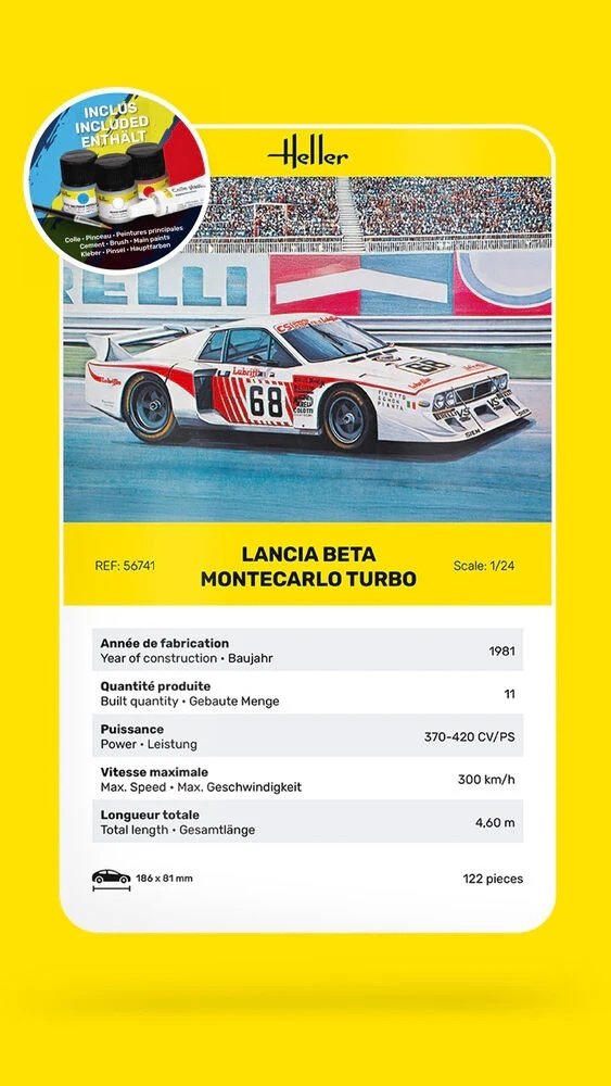 Heller 56741 STARTER KIT Lancia Beta Montecarlo Turbo 1/24
