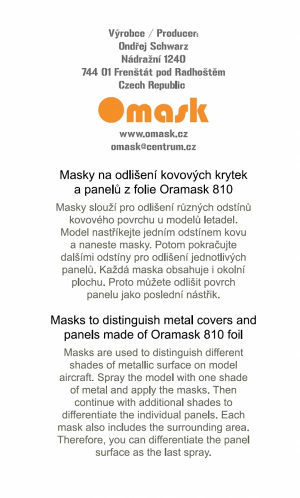 Omask 14012 Mig-21 F Masks for Panels (for Eduard) 1/48
