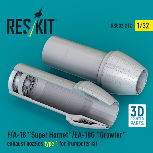RESKIT RSU32-0212 F/A-18 "Super Hornet"/EA-18G "Growler" exhaust nozzles type 1 for Trumpeter kit (3D Printed) (1/32)