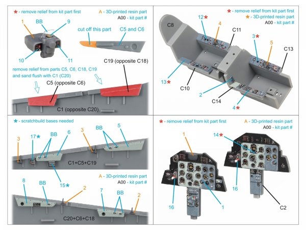 Quinta Studio QDS+48602 L-39C 3D-Printed &amp; coloured Interior on decal paper ( Trumpeter )( Small version )( with 3D-printed resin parts ) 1/48