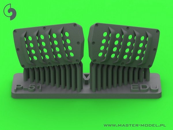 Master AM-48-187 P-51 Mustang - pokrywa wlotu powietrza do gaźnika - typ z żaluzjami dla RAF - wersja A (do modelu Eduard) 1/48