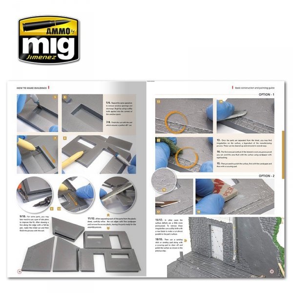AMMO of Mig Jimenez 6135 HOW TO MAKE BUILDINGS. BASIC CONSTRUCTION AND PAINTING GUIDE (English)