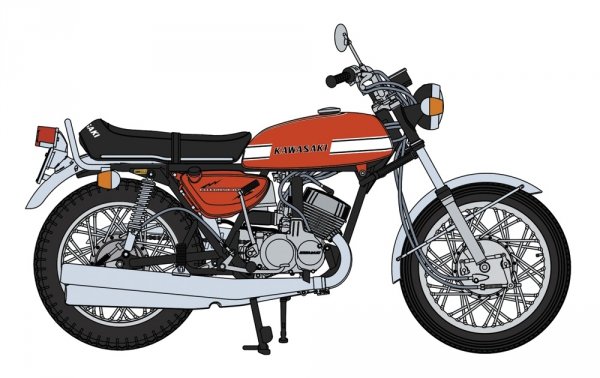 Hasegawa 21775 Kawasaki 500-SS/MACH III (H1A) "Red Color" (1971) 1/12