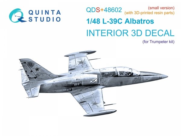 Quinta Studio QDS+48602 L-39C 3D-Printed &amp; coloured Interior on decal paper ( Trumpeter )( Small version )( with 3D-printed resin parts ) 1/48