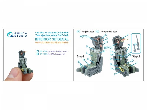 Quinta Studio QR+48091 GRU-7A early, 2 ejection seats for F-14 A (Tamiya, Hobby Boss) 1/48