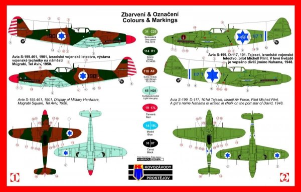 Kozavody Prostejov KPM0006 Avia S-199 Messer/Sakin (1:72)