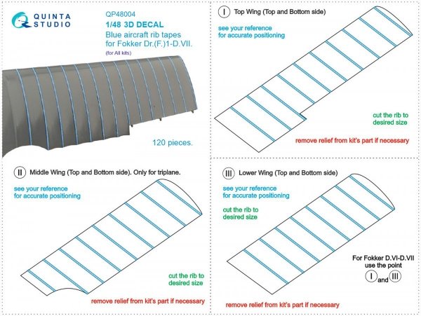 Quinta Studio QP48004 Blue rib tapes for Fokker Dr.(F)I-D.VII 1/48