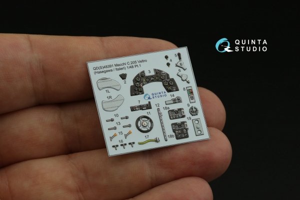 Quinta Studio QD48391 Macchi C.205 Veltro 3D-Printed &amp; coloured Interior on decal paper (Hasegawa/Italeri) 1/48
