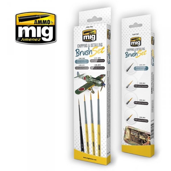 AMMO of Mig Jimenez 7603 Chipping &amp; Detailing Brush Set