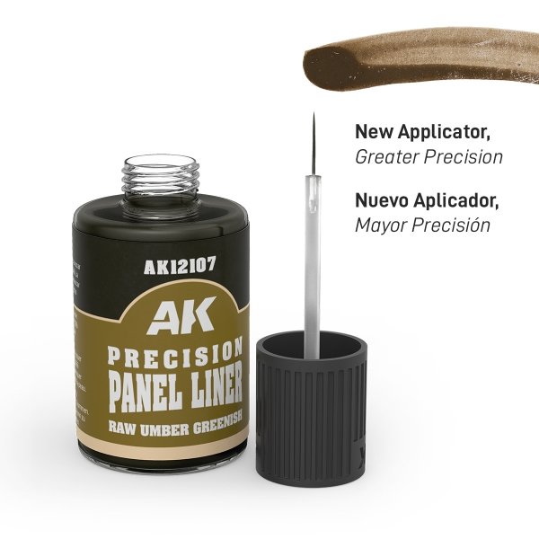 AK Interactive AK12107 RAW UMBER GREENISH - PRECISION PANEL LINER 30ml