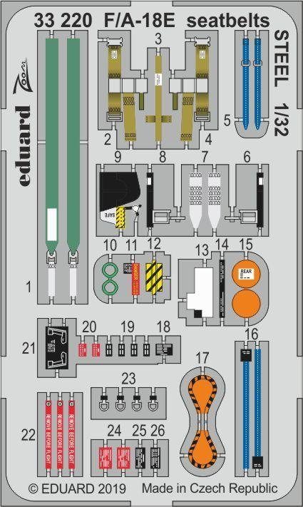 Eduard 33220 F/ A-18E seatbelts STEEL 1/32 REVELL