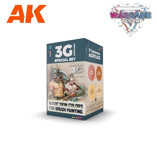 AK Interactive AK1075 WARGAME COLOR SET. BASIC SKIN COLORS. 4x17 ml