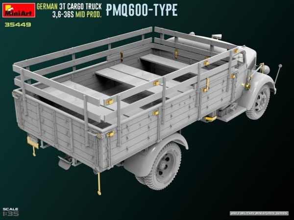 Miniart 35449 GERMAN 3T CARGO TRUCK 3,6-36S MID PROD. PMQ600-TYPE 1/35