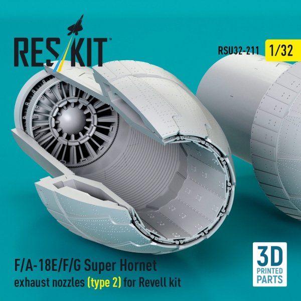 RESKIT RSU32-0211 F/A-18E/F/G Super Hornet exhaust nozzles (type 2) for Revell kit (3D Printed) (1/32)