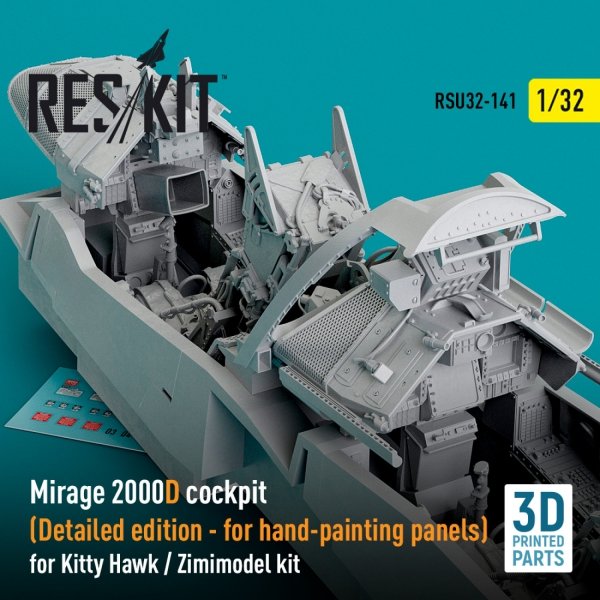 RESKIT RSU32-0141 Mirage 2000D cockpit (Detailed edition) for Kitty Hawk / Zimimodel kit (3D Printed) 1/32