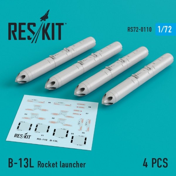 RESKIT RS72-0110 B-13L ROCKET LAUNCHERS (4 PCS) 1/72