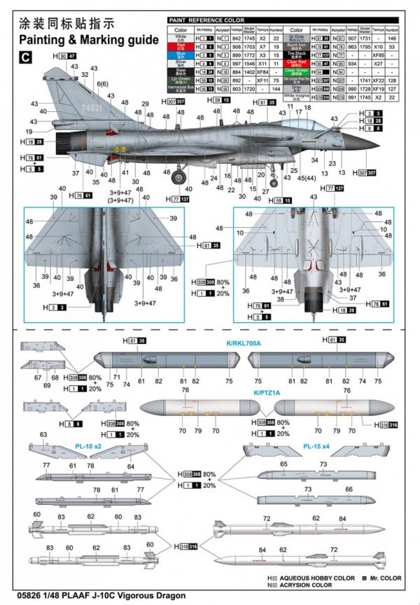 Trumpeter 05826 PLAAF J-10C Vigorous Dragon 1/48