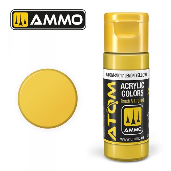AMMO of Mig Jimenez 20017 ATOM COLOR Lemon Yellow 20ml