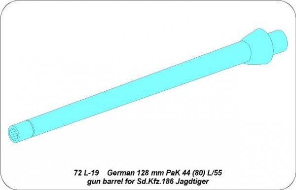 Aber 72L-19 Lufa 128mm PaK 44 (80) L/55 do działa pancernego Sd.Kfz.186 Jagdtiger / German 128mm PaK 44 (80) L/55 gun barrel for Sd.Kfz.186 Jagdtiger 1/72